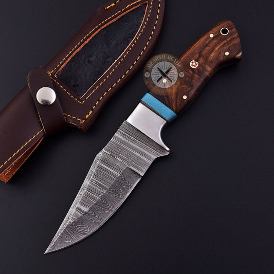 Damascus knife Hand forged knife Rosewood