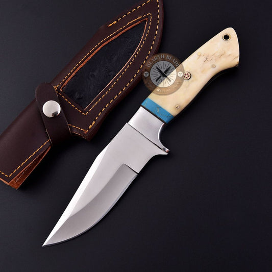 D2 knife Hand forged knife Bone Wood