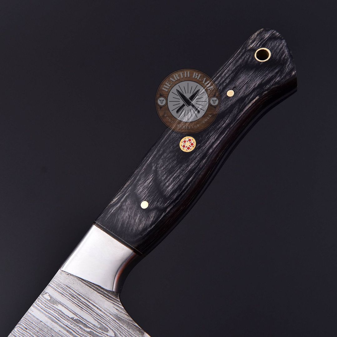 Artisan Crafted Damascus Steel Chef Knife – Hand-Forged with Blackwood & Steel Handle