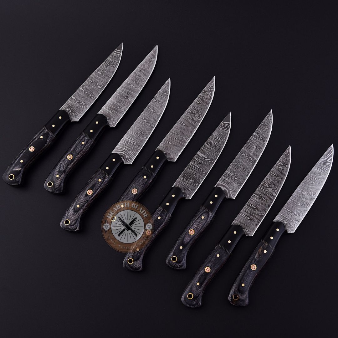 Hand Forged Damascus Steel Steak knives, BBQ Steak knife, Kitchen knives