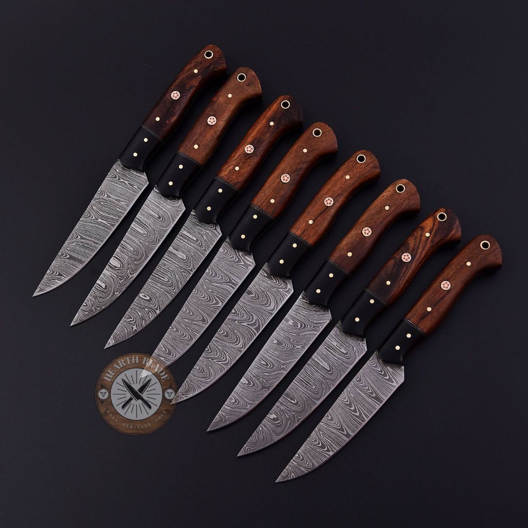 Hand Forged Damascus Steel Steak knives, BBQ Steak knife, Kitchen knives