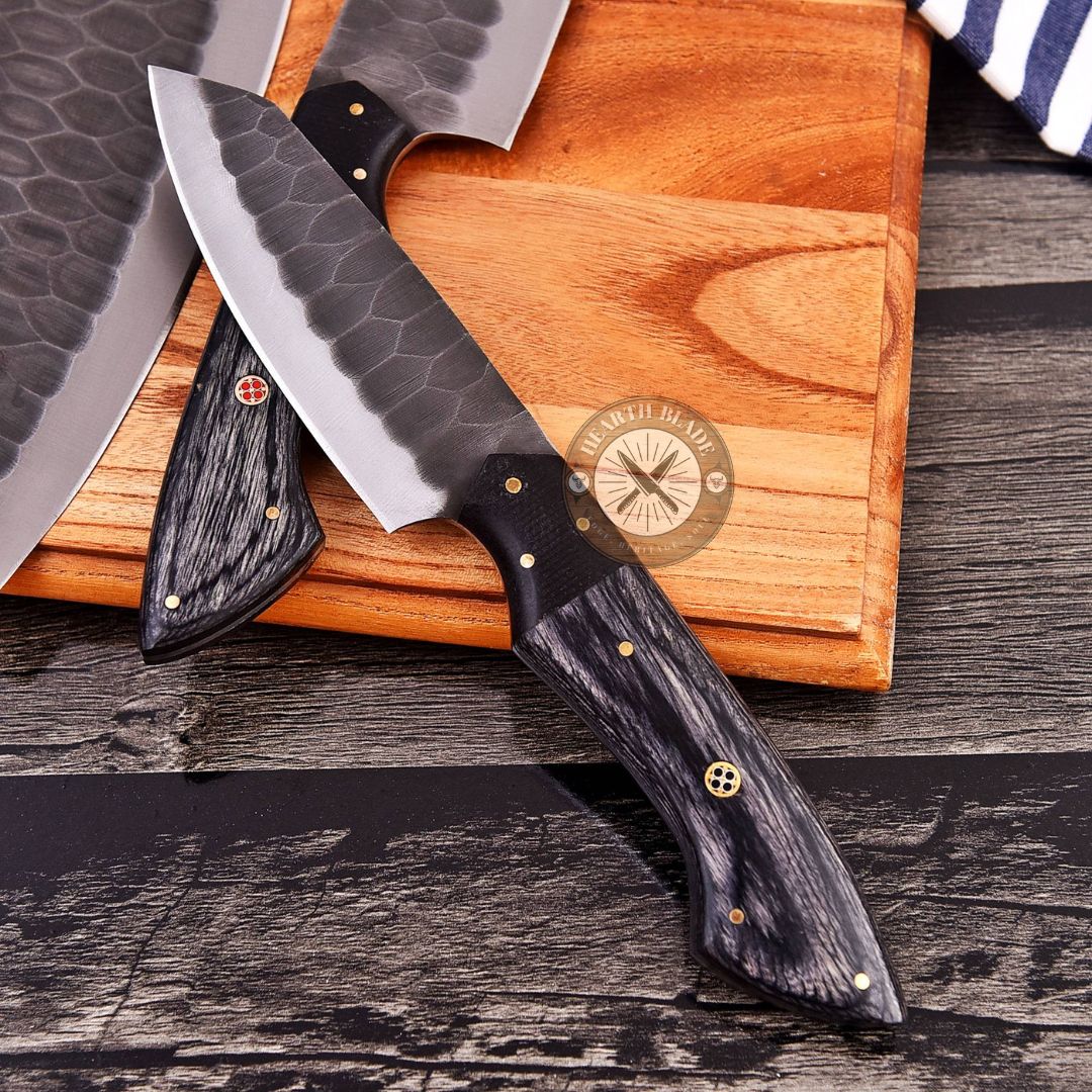 Hand Forged D2 Steel Chef Knife Set - 5 Piece Professional Kitchen Knives with Blackwood & steel Handle - Gift for Chefs, Home Cooks