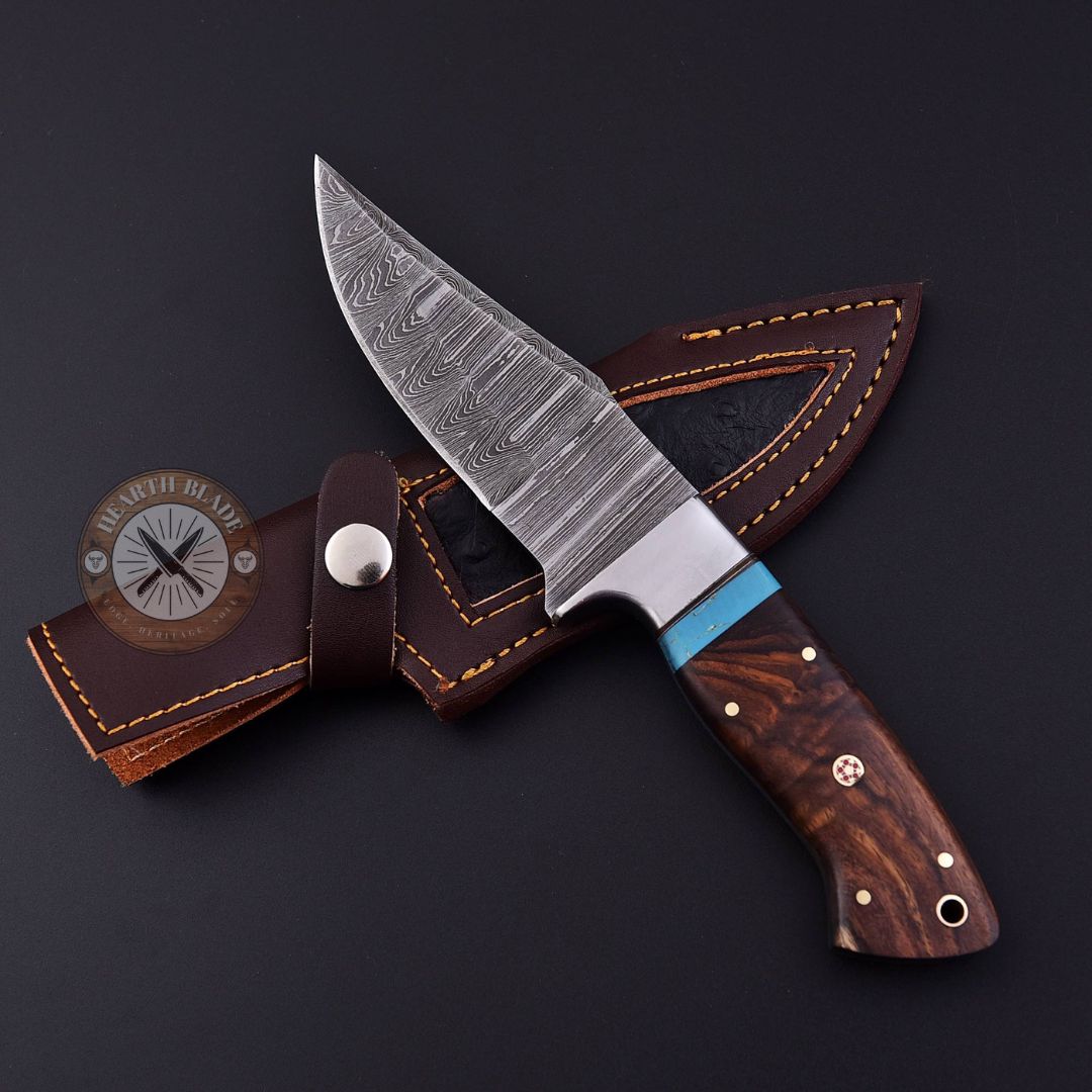 Damascus knife Hand forged knife Rosewood