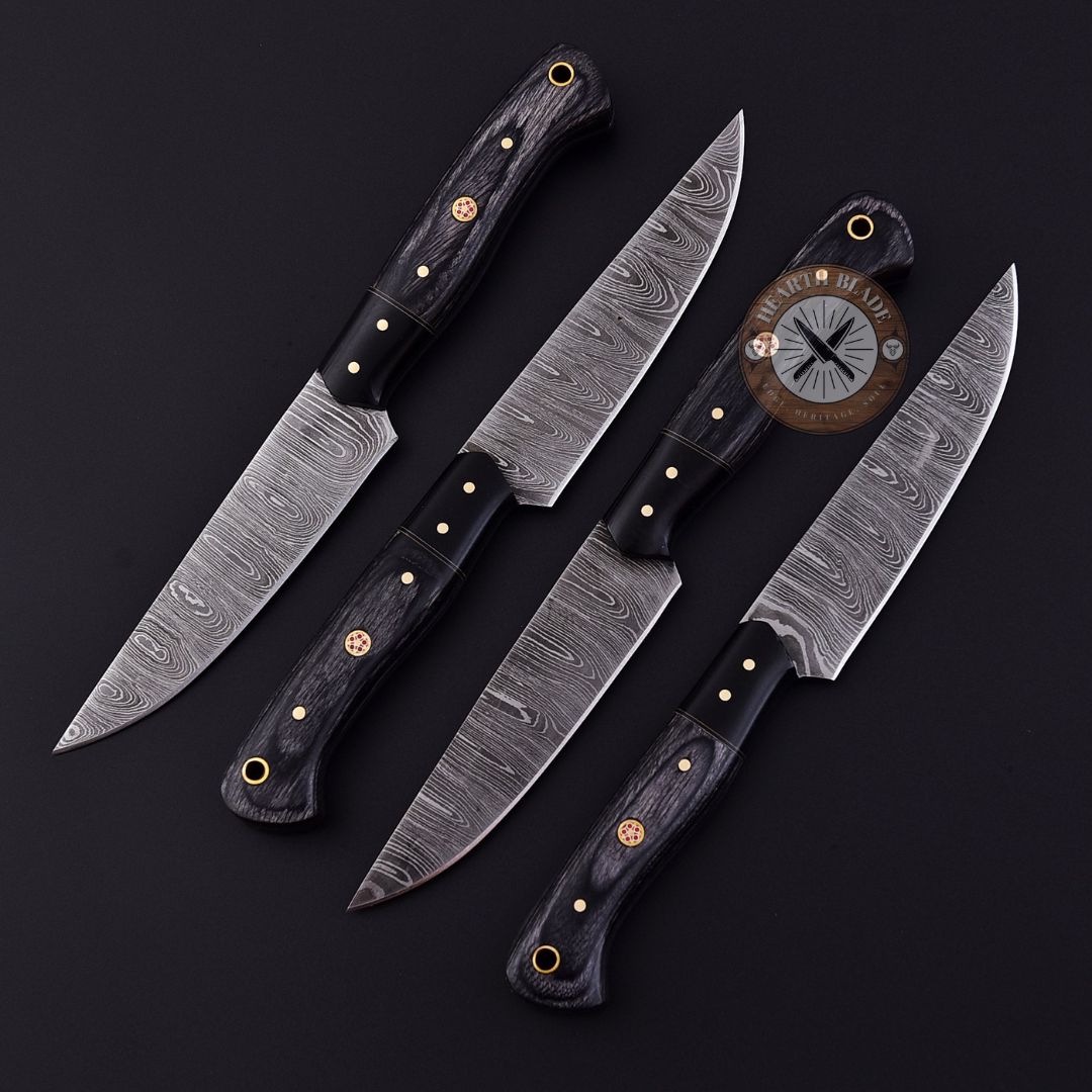 Hand Forged Damascus Steel Steak knives, BBQ Steak knife, Kitchen knives