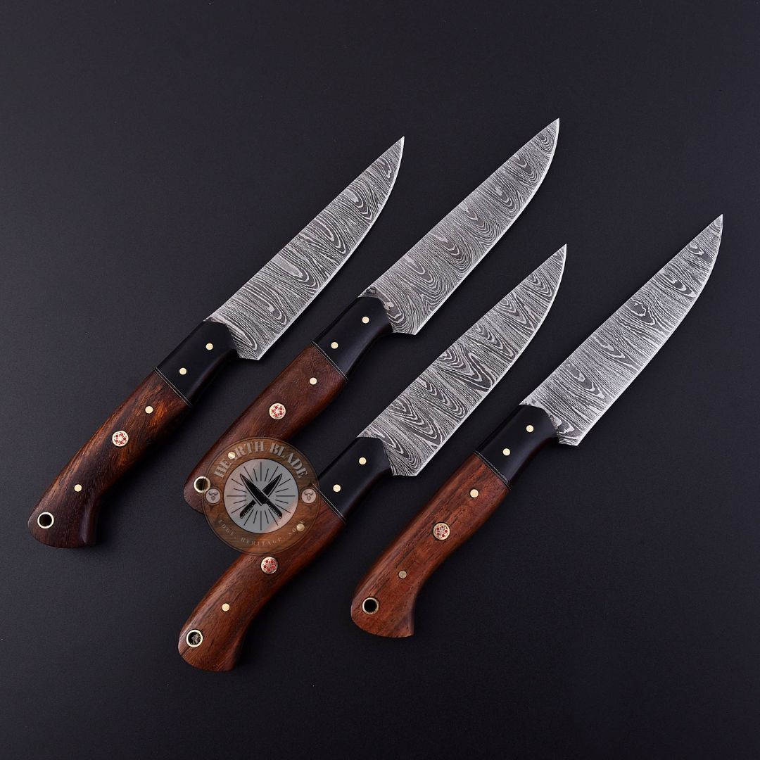 Hand Forged Damascus Steel Steak knives, BBQ Steak knife, Kitchen knives